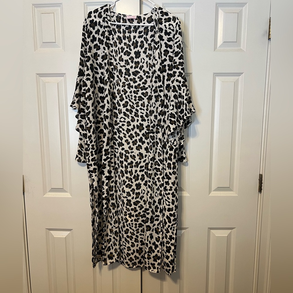 Pink Lily Leopard Duster Kimono